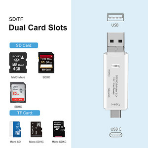 便携式卡适配器3合1 USB-C USB-一款微型USB摄像头存储卡读卡器，适用于电脑笔记本电脑智能手机平板电脑 - Product Image 2