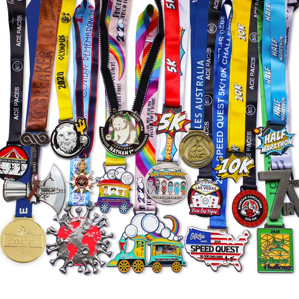 Üreticileri tasarım özel renk yarım maraton 5k 10k 21k eğlenceli run runner yarış sonlandırıcı spor metal ödül altın madalya