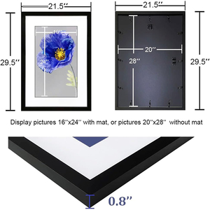 20x28inch Wood Picture <strong>Frame</strong> Perfect for 20x28 Inch Picture Without Mat or 16x24 Inch Picture with Mat Wall Hanging - Product Image 6