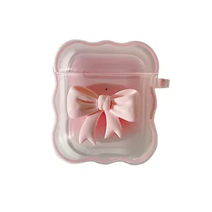 かわいい立体弓グラデーション透明ヘッドフォンケースAirpods保護ケースシリコンウェーブボーダー保護ケース - Product Image 6