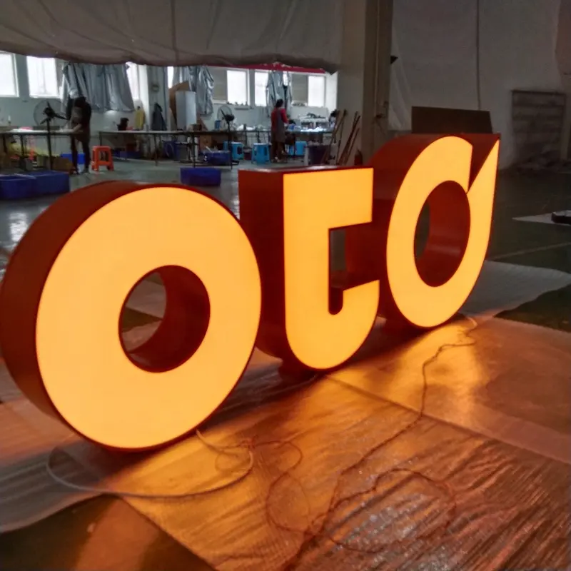 Kexian Custom Factory Price Free Standing Large Light Up in acciaio inossidabile Letter Sign 3d illuminato Business Led Sign