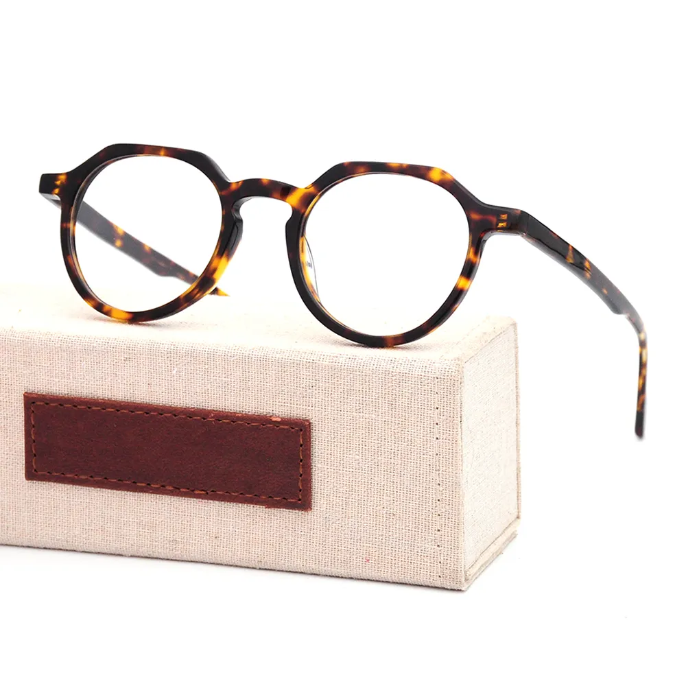 Gafas de lectura de montura superior, anteojos ópticos de acetato hechos a mano