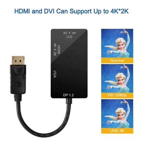 Farsism DisplayPort DP到HDMI VGA DVI 3 in 1适配器转换器