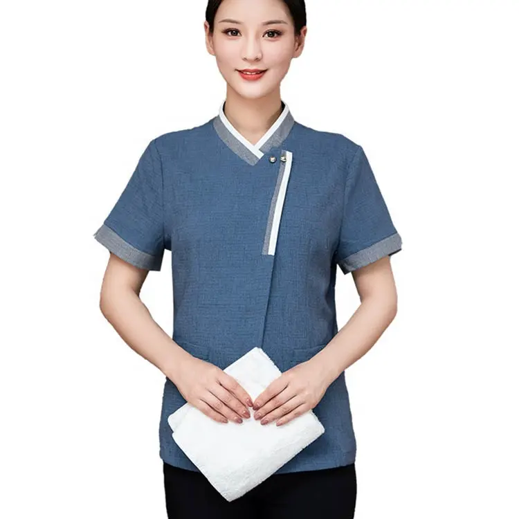 Logo personalizzato Summer Hotel Clothes Cleaning Shirt household Staff Uniform