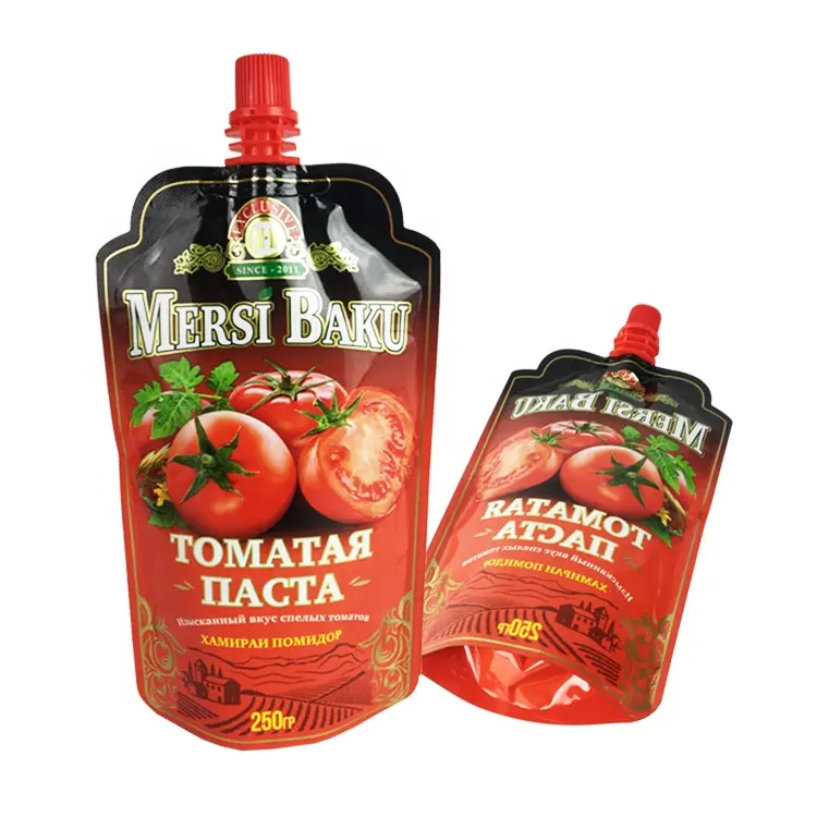 Напечатанная на заказ упаковка для пищевых продуктов мешочек для носочков соуса чили упаковочный пакет для томатного кетчупа 250 мл 500 мл 1 л 2 л