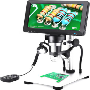 Microscopio Digital LCD de 7 pulgadas, 1200X, 1080P, con cámara de 12MP, Sensor remoto con cable recargable - Product Image 1