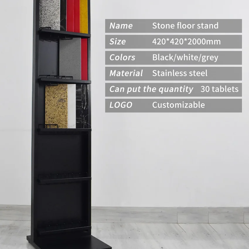 Wholesale Floor Standing Factory Sample Quartz Ceramic Marble Granite Rack Display Cabinet Showroom Exhibition Tile Stone Stand