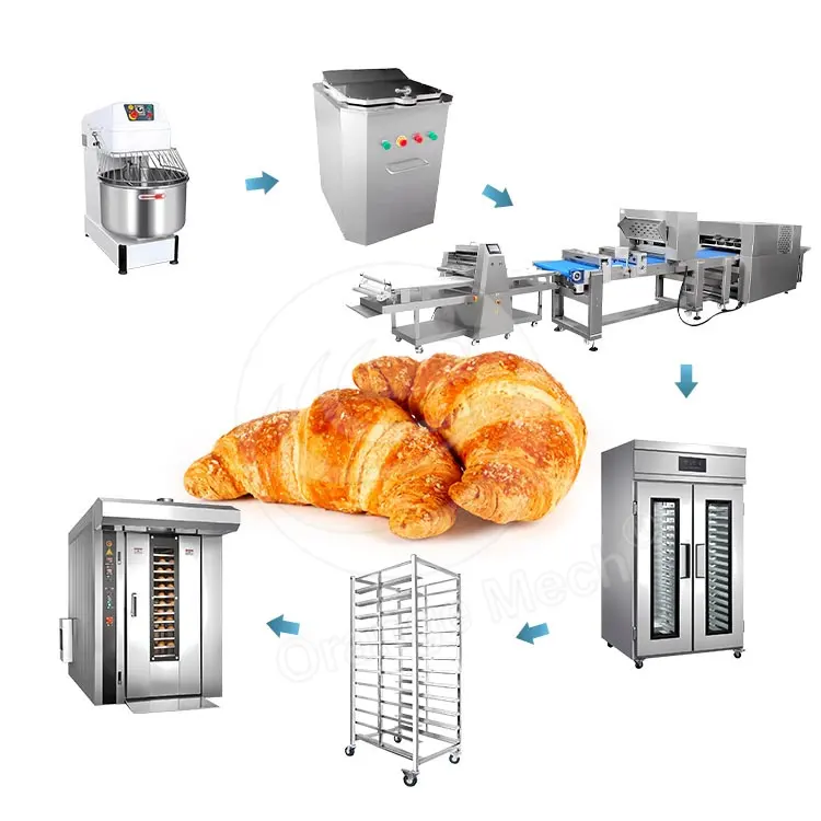 ORME eléctrico mantequilla queso croissant masa pan hacer línea de producción precio para máquina De croissant