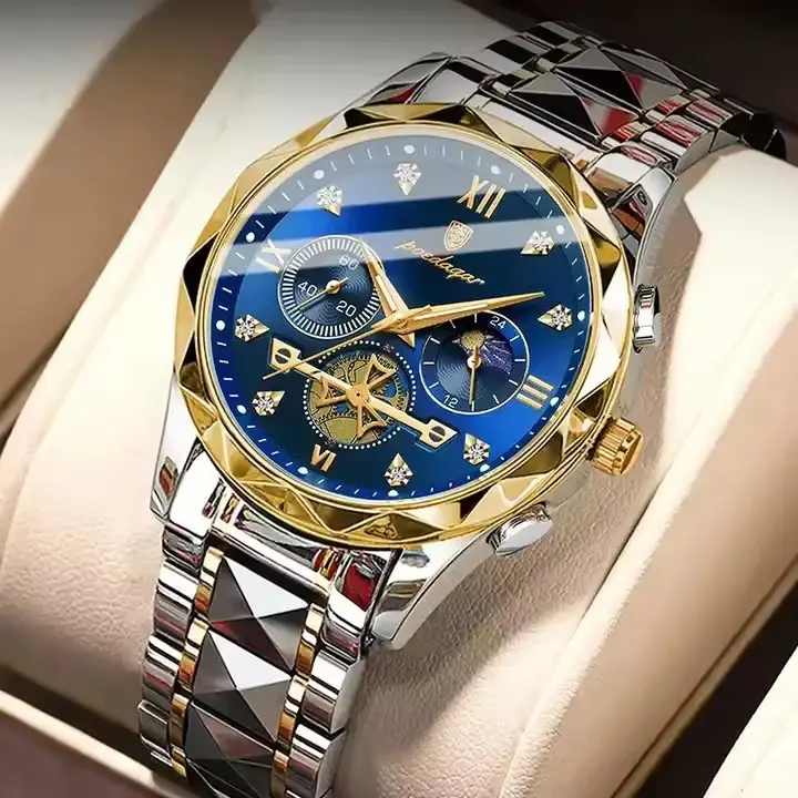 POEDAGAR 996 Montre-bracelet de luxe pour homme Montre chronographe lumineuse et étanche pour homme Montres à quartz en acier inoxydable pour homme reloj 2024