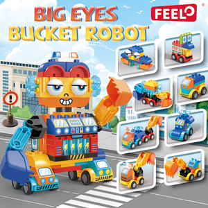 FEELO FL42015 Yeni Büyük Gözlü Robot Oyuncak Büyük Yapı Taşı Seti Çocuklar İçin DIY Oyuncak Robot 88 Parça Büyük Parçacıklı Yapı Taşı Erkek Çocuk Hediyesi - Product Image 2