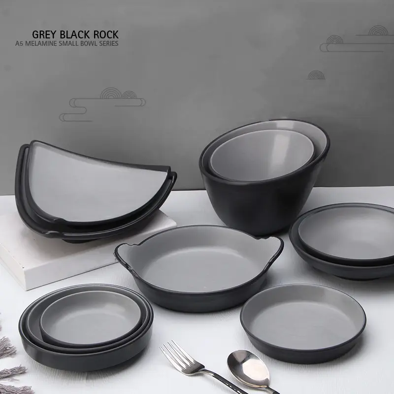 Серо-черная каменная тарелка для ресторана