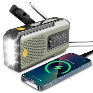 Solar Emergency <strong>Wind</strong> <strong>up</strong> Radio, Portable Hand Crank AM/FM Radio With SOS Alarm <strong>LED</strong> Torch, 2000mAh USB Phone Charger - Product Image 1