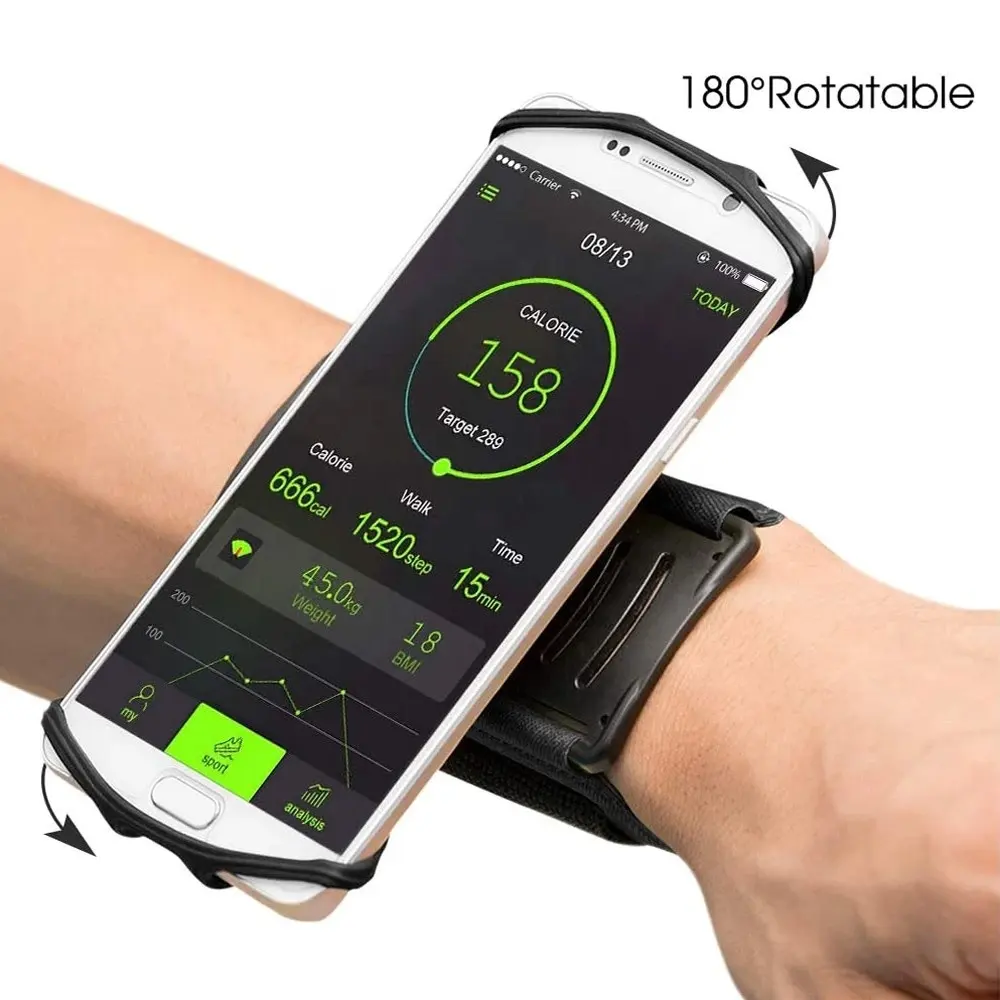 नई रनिंग आउटडोर खेल बांह बैंड Universial आकार मोबाइल फोन घूर्णन योग्य Wristband Armband मामले धारक के लिए iphone सैमसंग के लिए