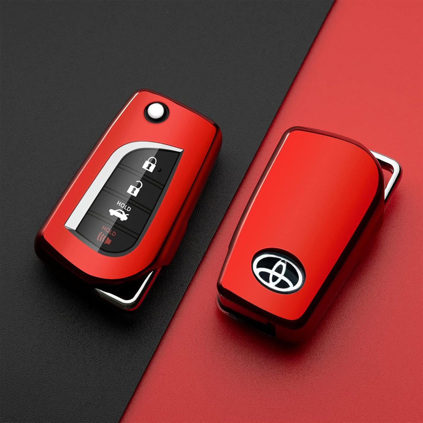 Bouton transparent modèle C - Rouge