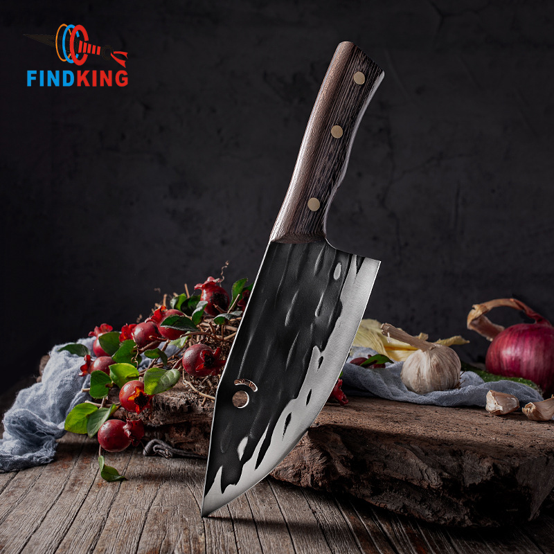 Amazon Hot sale Chinese Profession Stainless Steel Cleaver Meat knife Chef Kitchen Super Sharp Wood Handle Butcher Knife