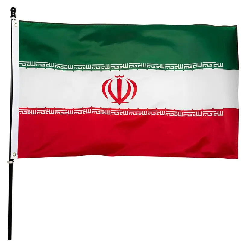 Kabartma baskı solmaya dayanıklı pirinç grometler tuval 3x5 Ft kalın Polyester İran ulusal bayrak