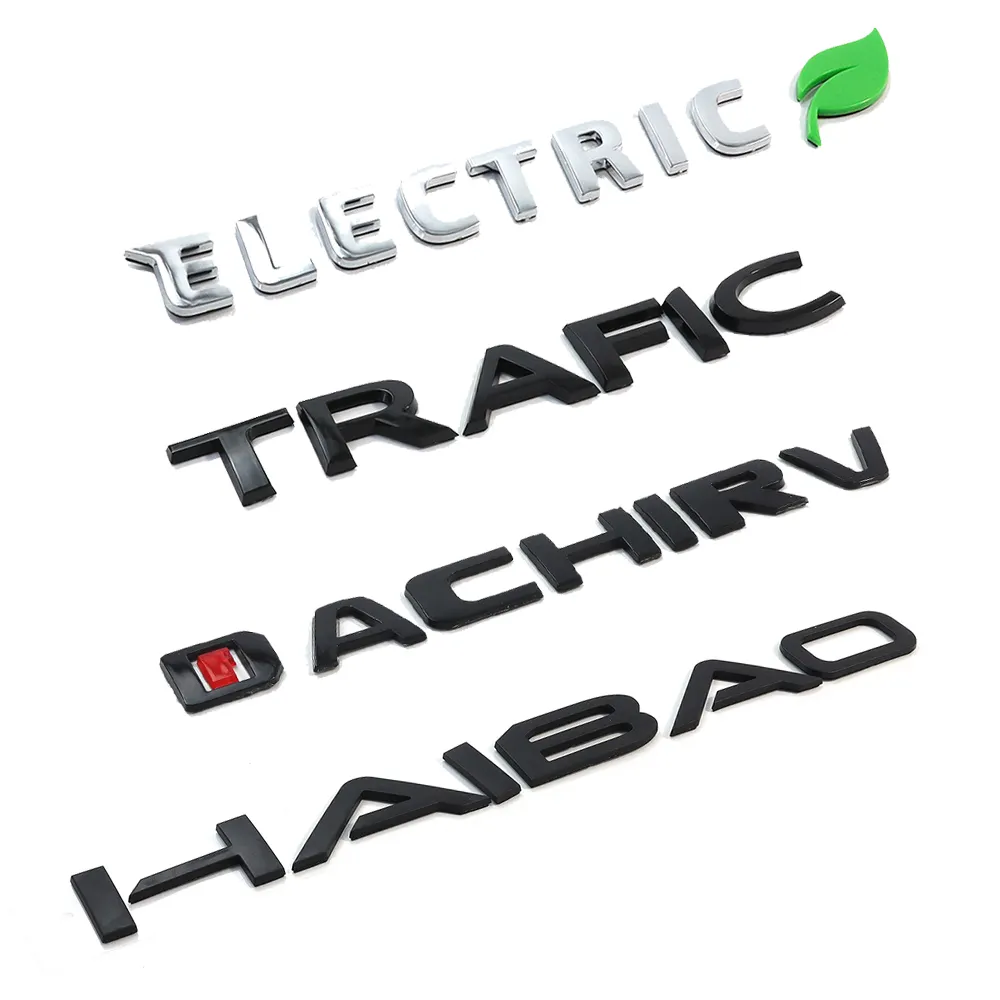 2024 Kunststoff Auto Rückfahrschlitz Brief Logo Aufkleber silber langlebige Aufkleber Karosserie-Dekoration abs Logos de autos