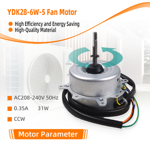 YKT-28-6-25L ngoài trời điều hòa không khí Fan Bộ phận động cơ AC208-230V 50Hz 0.35A 31W CCW BCL 6ploes YDK28-6W-5(AL) kim loại điện nhà - Product Image 3