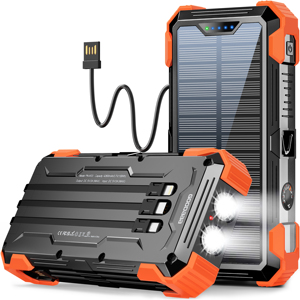 16000mAh ad alta capacità impermeabile caricabatteria solare portatile tipo-C Power Bank 15W ricarica rapida LED luce di campeggio puntatore Laser per - Product Image 1