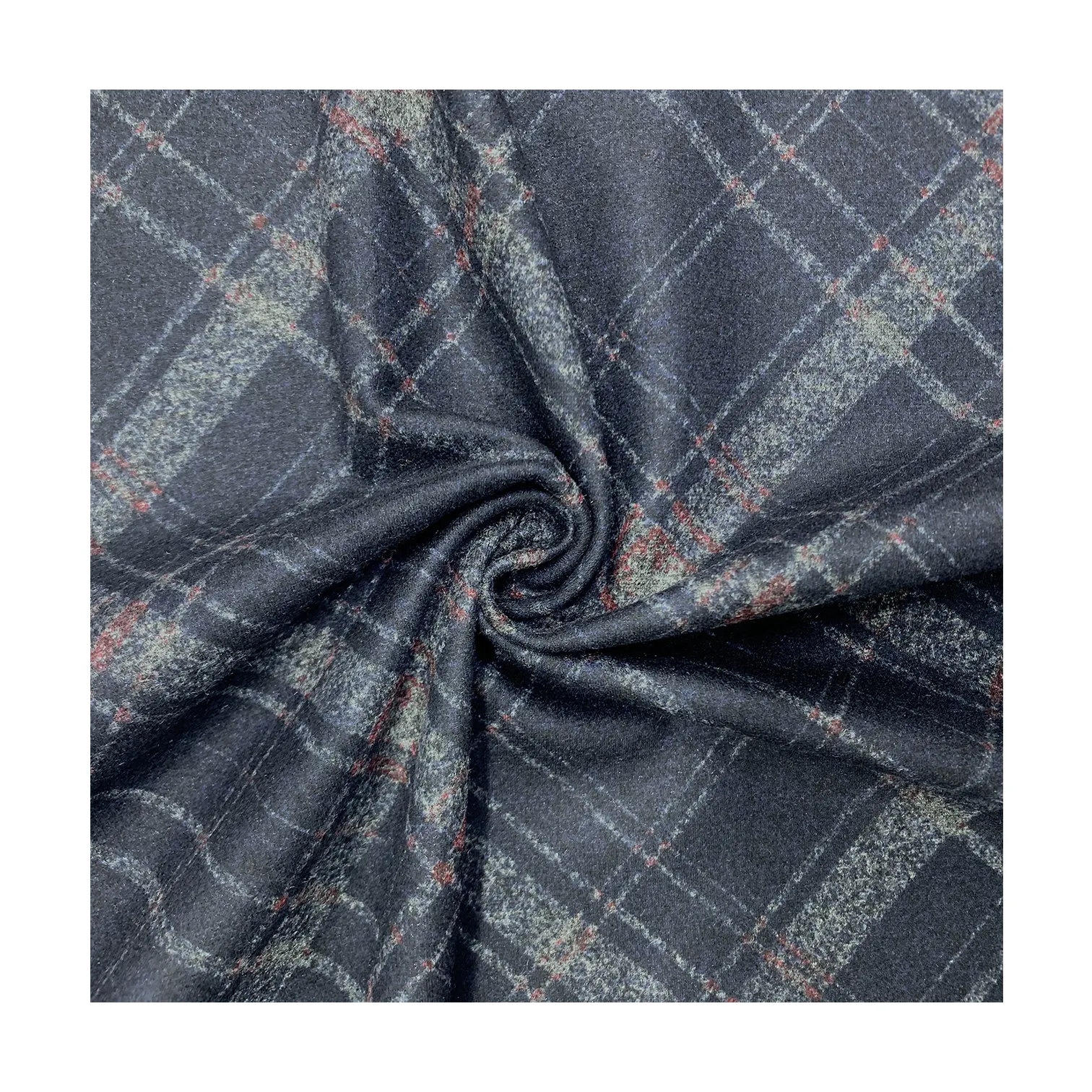 Shaoxing Latest designs polyester Roma Paper Print Check Wool Polyester Fabric