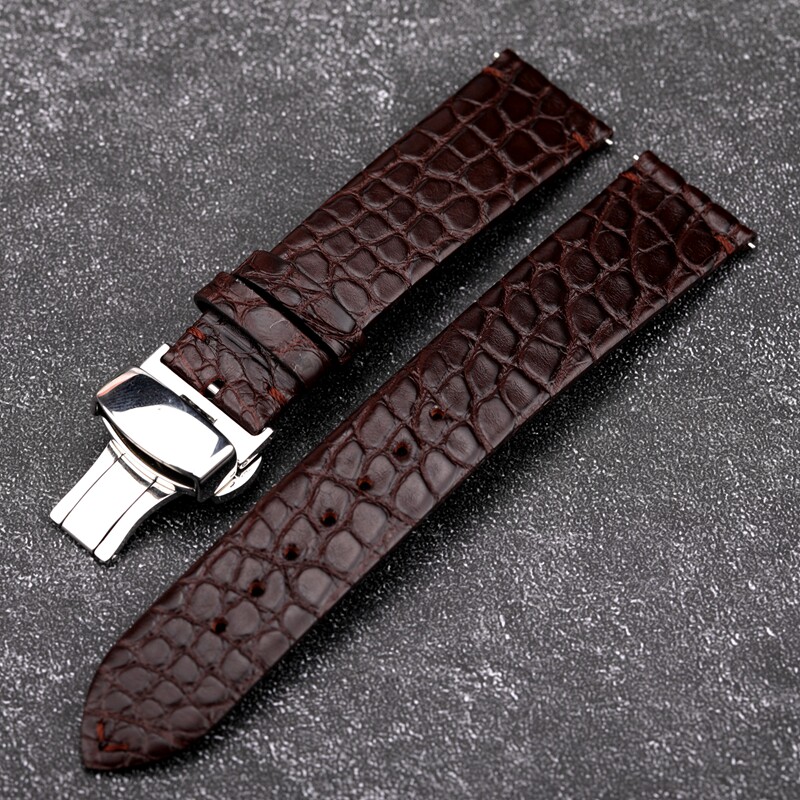 bracelet marron avec fermoir papillon argenté