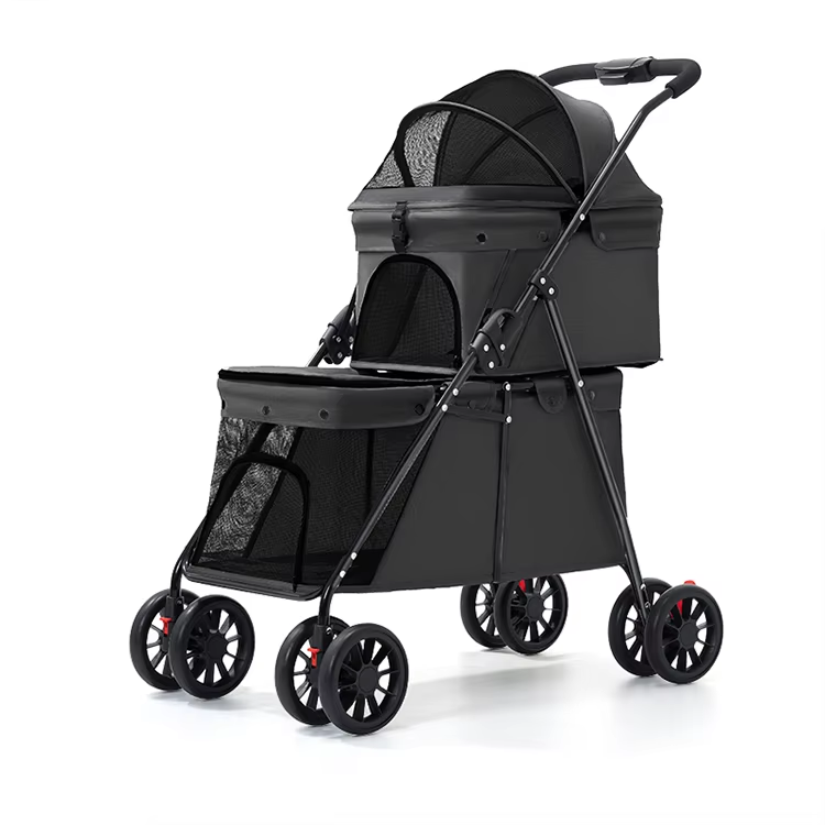 Double-decker pet stroller black