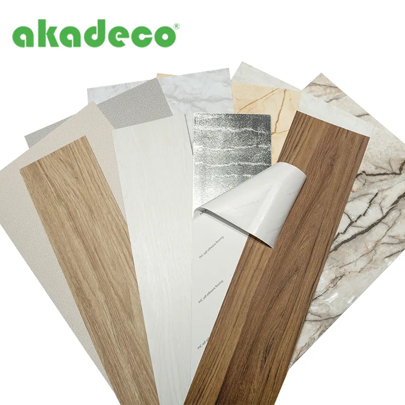 Akadecoソフトスカートボードベッドルームインテリアデコレーションフローリングトリム自己粘着性PVCフロアカバーウッドフローリング