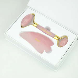 Orijinal fabrika iyi fiyat doğal gül yüz yeşim rulo gua sha seti yüz masajı rulosu - Product Image 2
