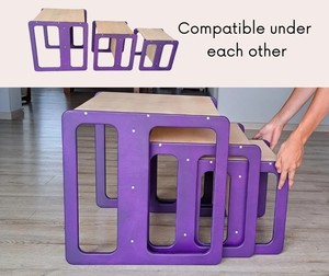 Cubo multifunzionale tavolo di nidificazione <span class=keywords><strong>Set</strong></span> di 3 Montessori da tavola svezzamento educativo bambino tavolo e sedia <span class=keywords><strong>Set</strong></span>