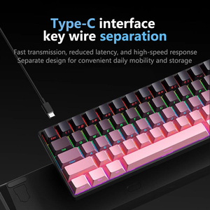 Teclado mecánico con cable con 68 teclas Función multimedia de moda Qwerty DE OFICINA DE JUEGOS pequeña y portátil
