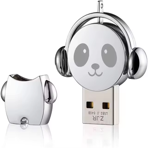 可爱的熊猫设计金属u盘16GB至128GB u盘，用于卡或钥匙样式的存储备份 - Product Image 1