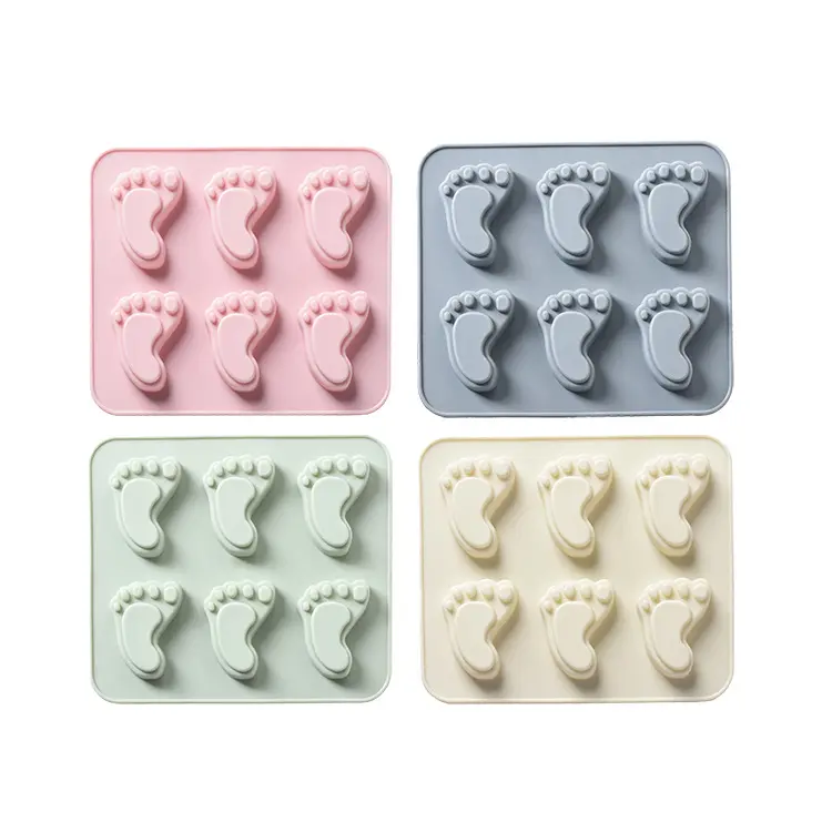 61g 4 hole baby foot chocolate Silicone Mold sugar craft fondant tools cake decorating soap mould baking tool DIY kitchen