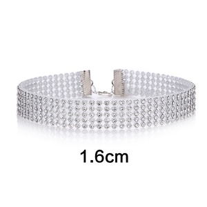 Lüks geniş zincir Glitter Rhinestones gerdanlık kolye kadınlar için ünlü takı hediyeler Bar gece kulübü