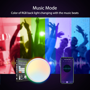 LED müzik tavan lambası hoparlör akıllı APP kontrolü 32W RGB kısılabilir yuvarlak montaj aydınlatma yatak odası banyo için - Product Image 4