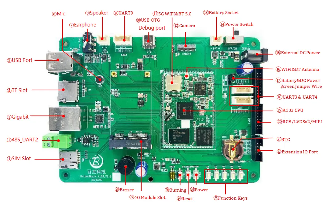 HelperBoard A133 maliyet-etkin geliştirme kurulu dört çekirdekli 1.6GHz Android 10 anakartlar ve 3D prin için lcd denetleyici kurulu