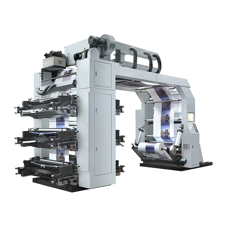 เครื่องพิมพ์เฟล็กโซกราฟี 6 สีม้วนกระดาษแนวนอนถุง Mylar เครื่องกดพิมพ์เฟล็กโซ