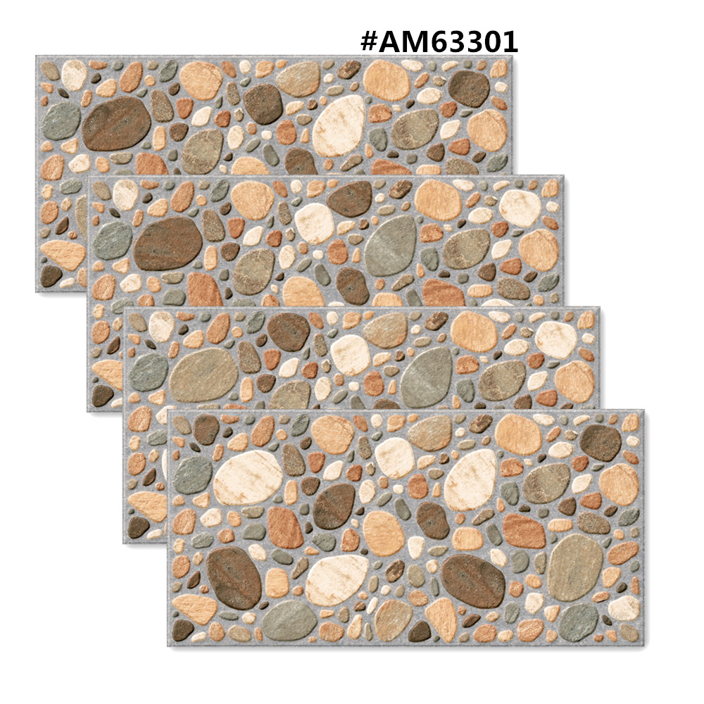 China Matte surface 3D Glazed Natural Stone Pebble Ceramic Floor tile 300x600mm/12"x24"