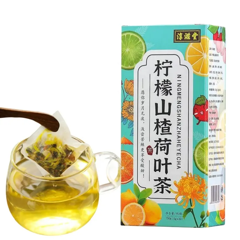 150 g a box 5 g*30 bags 16 kinds plants Herbs promote digestion slimming tea Scraping grease Lemon Hawthorn Lotus Leaf Tea bag