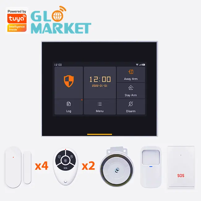 Glomarket 스마트 Tuya 와이파이 4G 보안 경보 시스템 키트 차고 및 홈 도난 경보 APP 원격 제어 스마트 홈 경보 센서