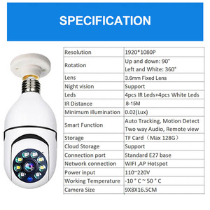 New Indoor Ceiling Light <strong>Camera</strong> 360 Degree Auto Tracking Ptz Ip <strong>Camera</strong> AC110-220V Wifi Baby Monitor E27 Light Bulb <strong>Camera</strong> 1080P - Product Image 4