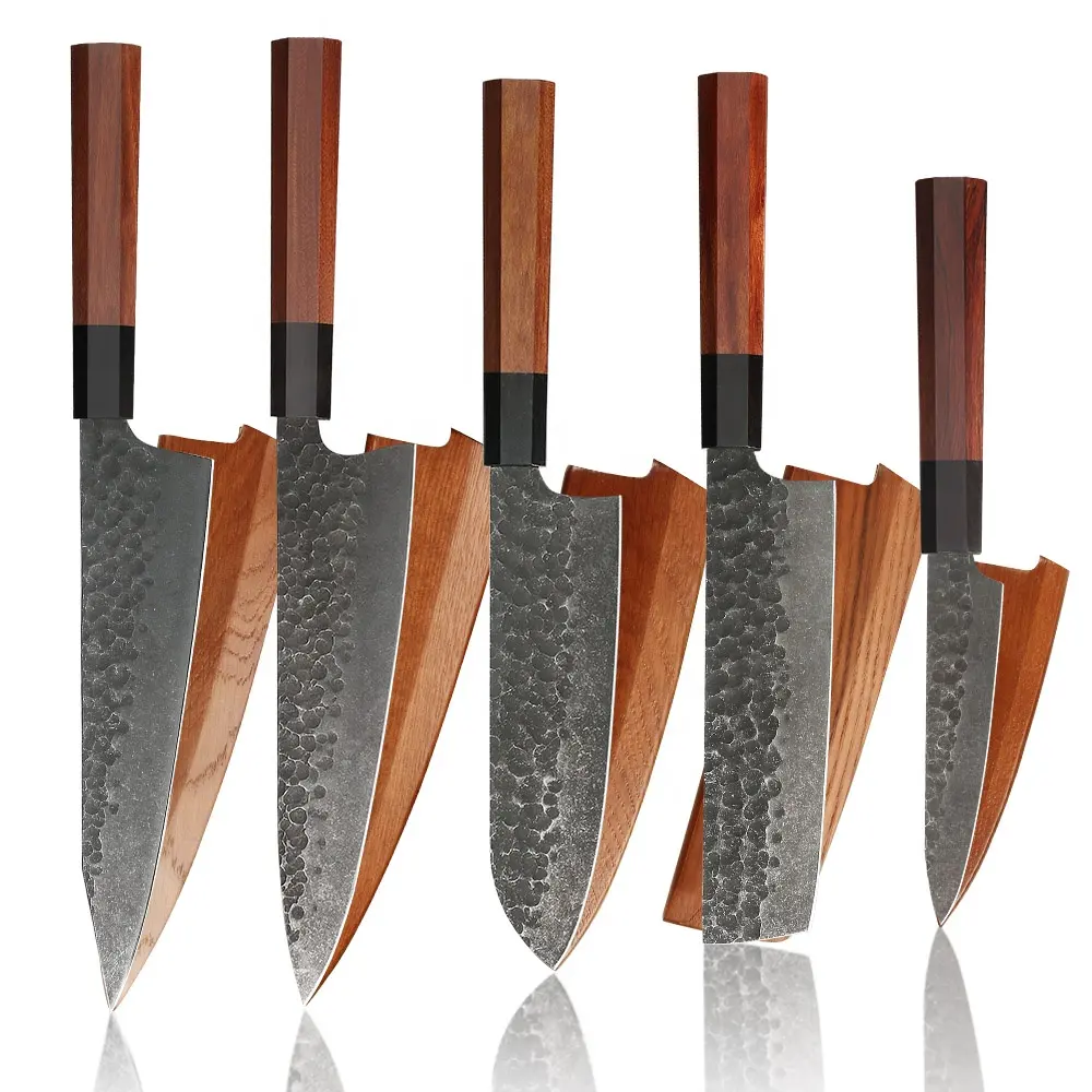 Juego de cuchillos japoneses de acero al carbono de alta calidad, cuchillo de Chef japonés profesional, cuchillo de cocina japonés hecho a mano con mango de madera