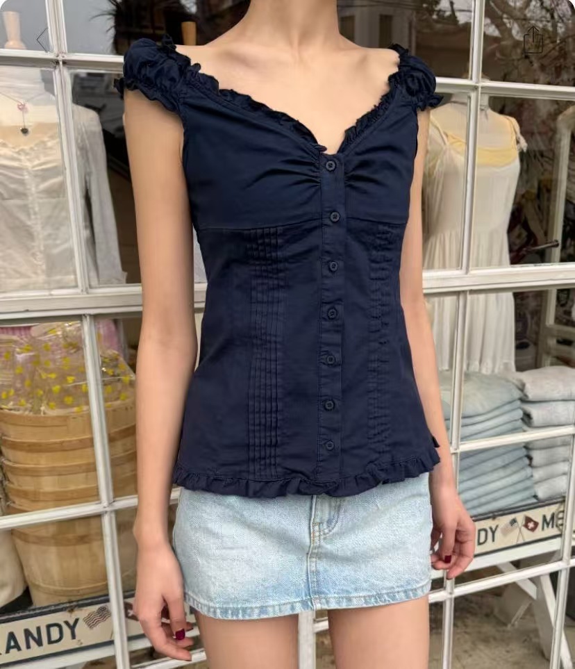 Camicia a maniche corte blu navy