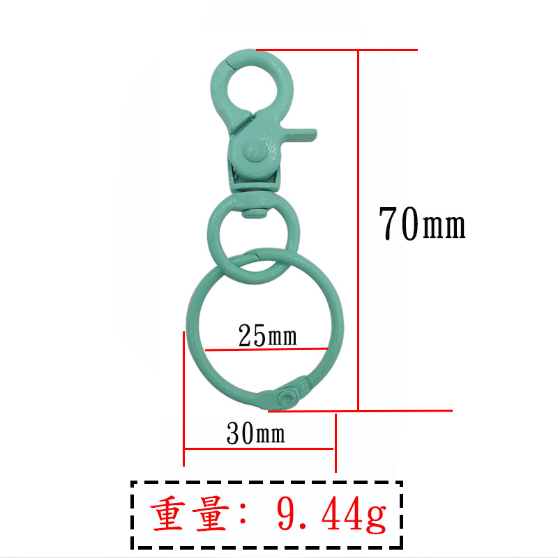 GTQ70C2170x30mm Light Green Round Hook Book Ring Alloy
