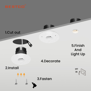 1インチラウンドライト<span class=keywords><strong>LED</strong></span>コブダウンライトアンチグレアカットアウト25.4mm埋め込み式TrimTrimlessスポットライト天井9WLed小穴ダウンライト - Product Image 3