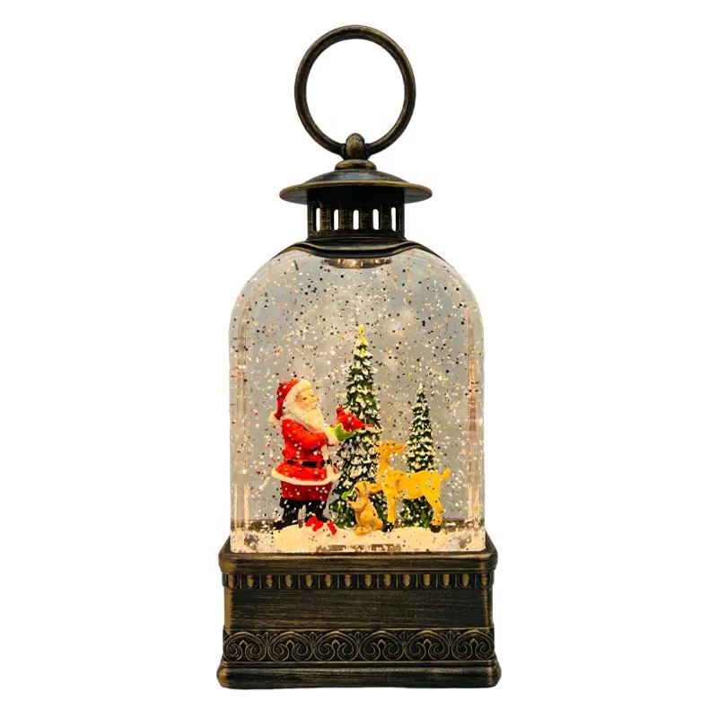 Factory Direct Selling Christmas Lantern Lamp LED Snowing Light Gifts Music Box for Indoor Home Decorations