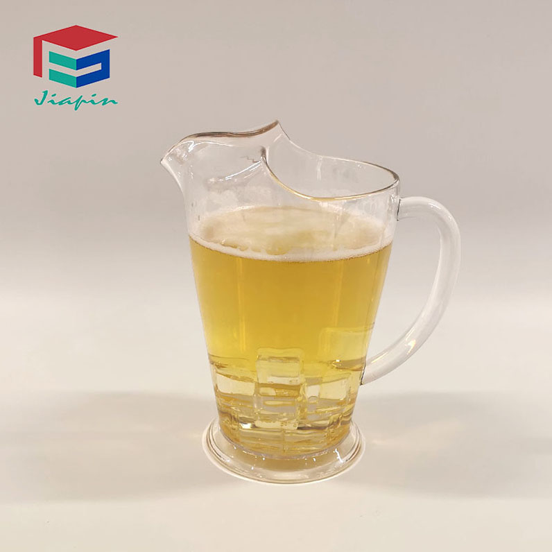 Barware 1140ml Unbreakable Ice Lip Jug with Spout Plastic Beer Pitcher 43oz Polycarbonate Beer Jug