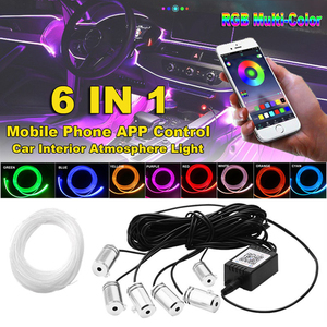 6M <strong>4</strong> in 1 RGB Interior Fiber Optic <strong>LED</strong> Neon Strip Car Door Ambient Light Music bluetooth Phone APP with Cigarette Ligter Head - Product Image 6