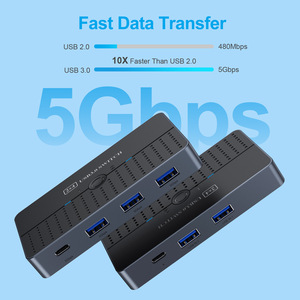 USB 3.0 KVMスイッチ2台のコンピューター共有キーボードマウスモニターと4つのUSB-Cデバイス - Product Image 5