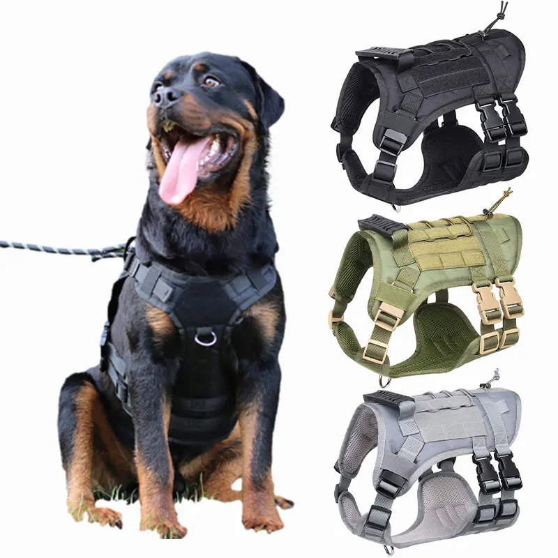 Hot Sale blank military big oxford dog cat tactical harnesses for dogs collar chest running harness leash set