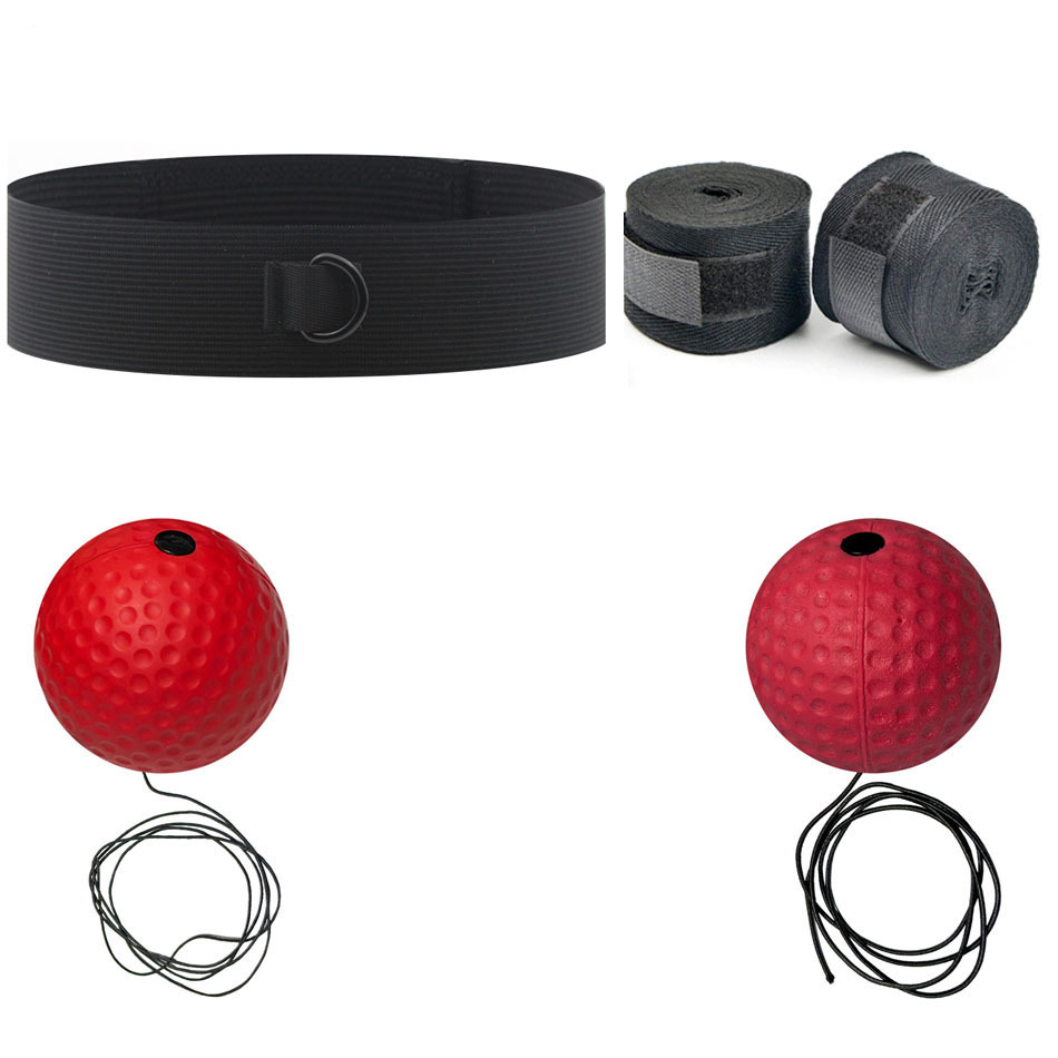 Knitted headband red-hard ball-red-soft ball-black strap